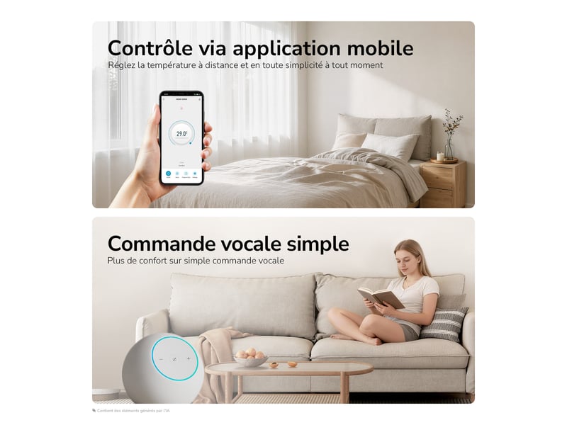  Emke radiateur électrique à convection 2000w, panneau chauffant mural en aluminium 160x54,5cm, thermostat wifi, anthracite  - Conforama D