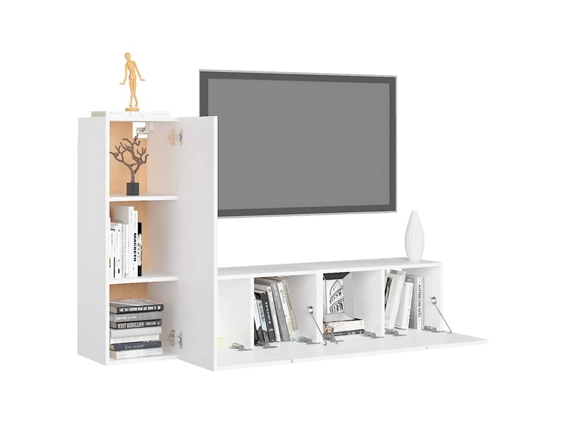  Ensemble de meubles tv 3 pcs blanc bois d'ingénierie shl31308  - Conforama C