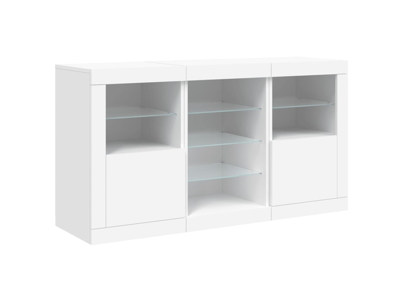  Buffet - bahut - meuble de rangement avec lumières led blanc 123x37x67 cm  - Conforama E
