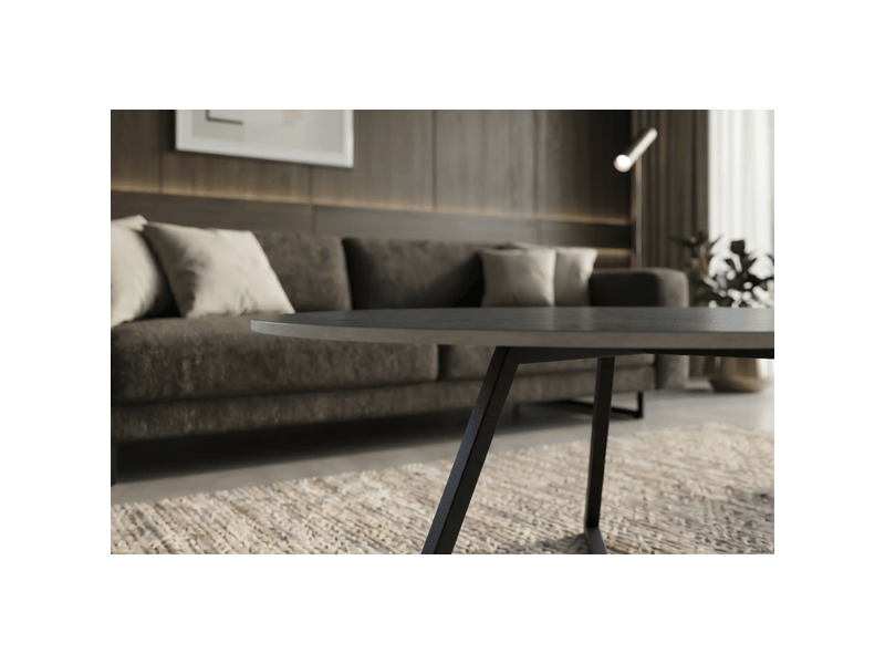 Table basse petrano 70 cm en céramique gris anthracite et métal noir – forme organique - Conforama D