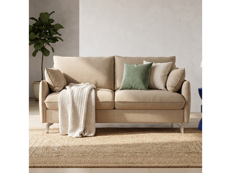 Canapé droit convertible 3 places en tissu chenille taupe - ouverture express - astoria Astoria - Conforama C