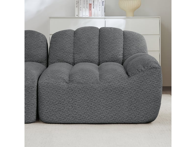 Canapé droit coquille 2 places bouclette gris – 210 x 104 x 79 cm Fay Lum - Conforama E