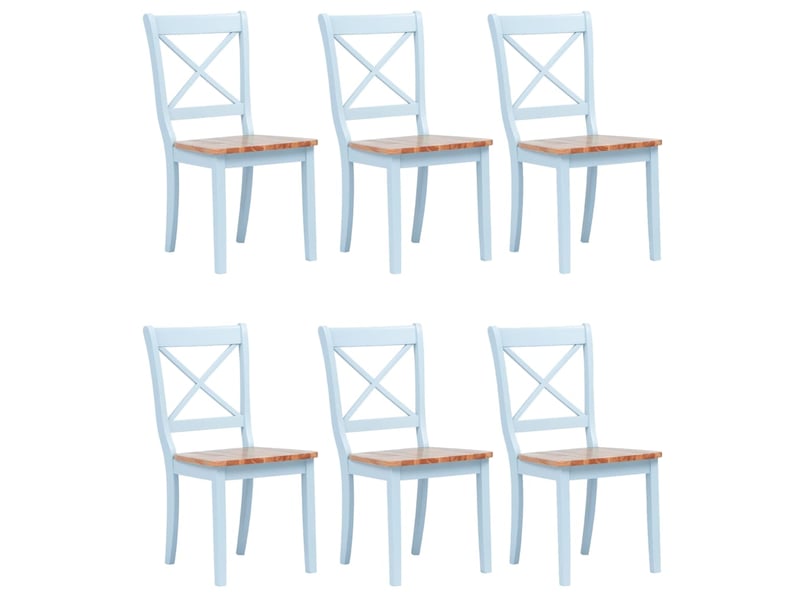  Lot de 6 chaises de salle à manger cuisine style simple gris et bois clair bois d'hévéa massif cds022433  - Conforama A