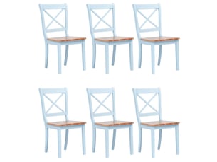 Lot de 6 chaises de salle à manger cuisine style simple gris et bois clair bois d'hévéa massif cds022433