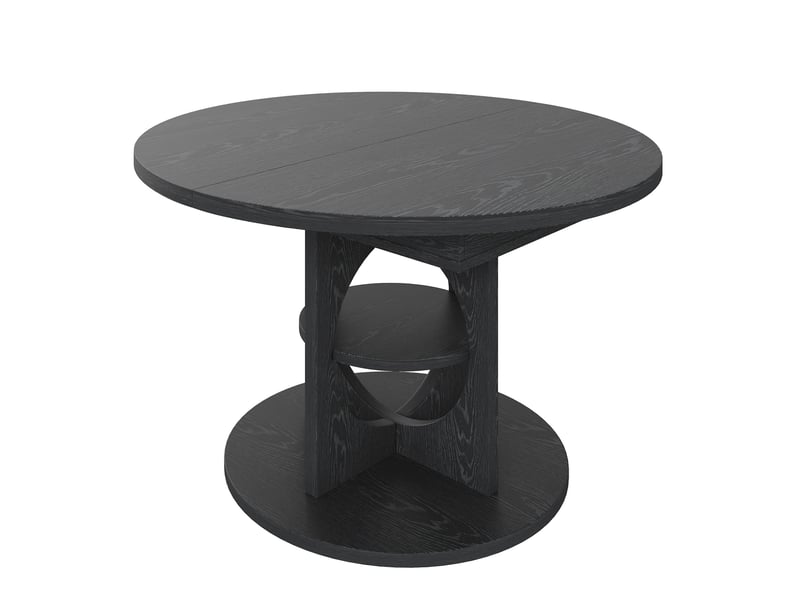  Table à manger extensible 110-150x110 cm – noir – ronde à ovale, étagère intégrée gain de place  - Conforama D