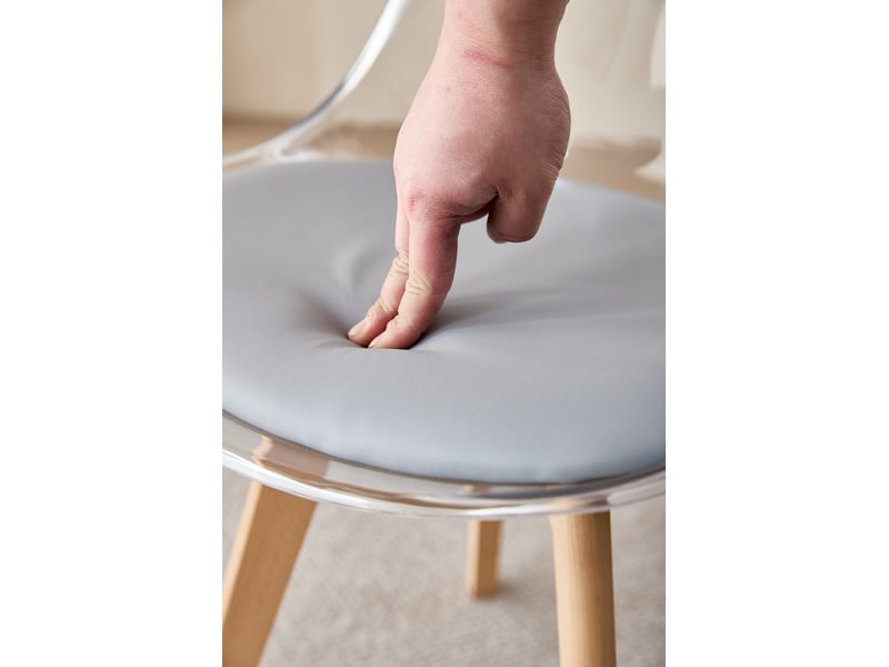  Lot de 6 chaises de salle à manger - scandinave - pieds en bois massif - chaises transparente - gris  - Conforama D