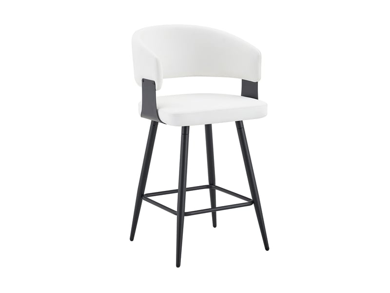  Lot de 2 tabourets de bar avec dossier ergonomique et repose-pieds, pour cuisine et bar, en pu blanc  - Conforama A