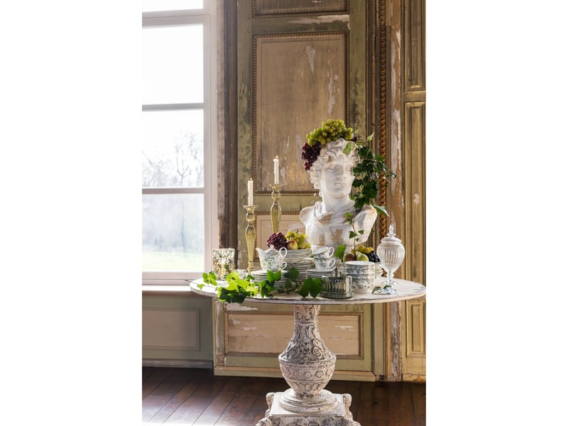  Table de jardin ronde naïs 123cm blanc cassé  - Conforama E