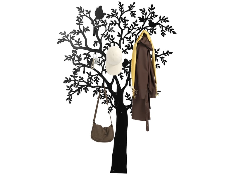  Porte-manteau mural 8 crochets en métal motif arbre noir 120 x 5 x 175 cm  - Conforama A