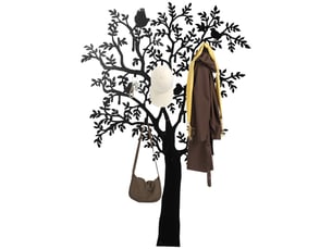 Porte-manteau mural 8 crochets en métal motif arbre noir 120 x 5 x 175 cm