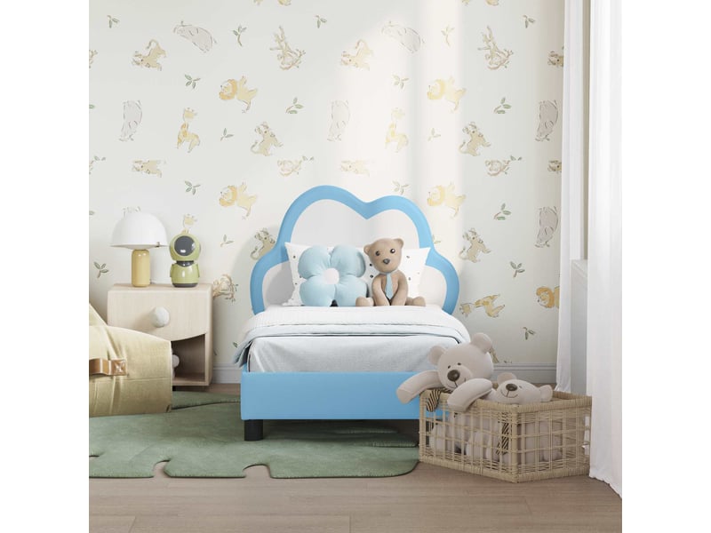 Lit simple- lit adulte - cadre de lit pour tout-petit avec tête de lit bleu 70 x 140 cm - Conforama B