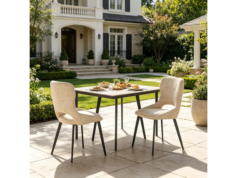  Chaises de salle à manger lot de 2 à dossier ajouré  - assise rembourrée chenille métal khaki 43 × 40 × 86 cm  - Conforama C