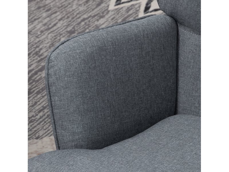  Fauteuil à bascule avec repose-pieds, dossier haut rembourré et accoudoirs, en polyester gris, 64 × 89 × 90 cm  - Conforama E