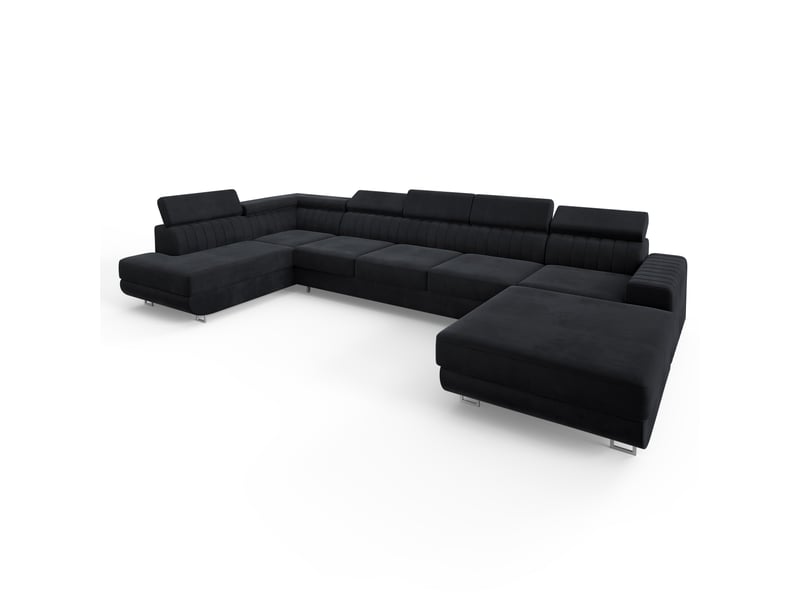  Canapé d'angle gaian, velours noir  - Conforama A