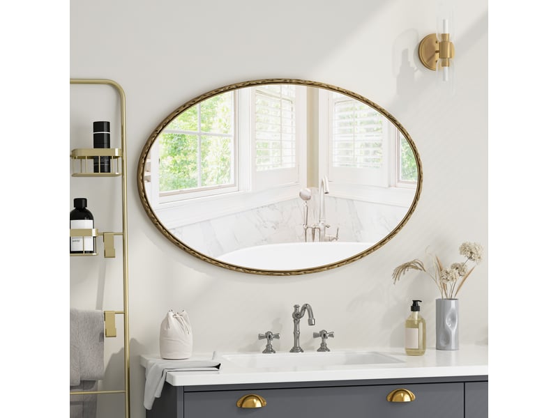  Miroir ovale doré effet antique, 65 x 100 cm, mural  - Conforama B