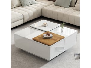 Table basse carré(e) coloris blanc MEUBLIV - 75 cmx75 cm