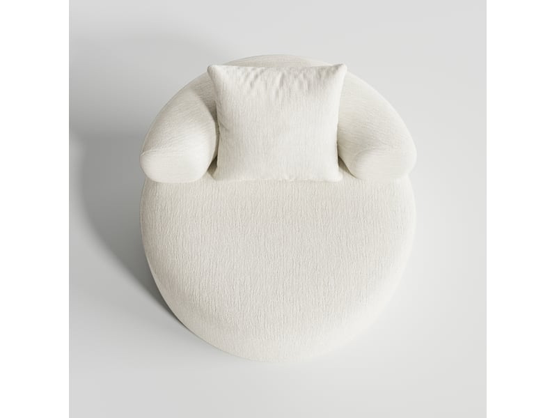  Fauteuil relax rond 1 place en chenille beige, 100x100x65 cm  - Conforama E
