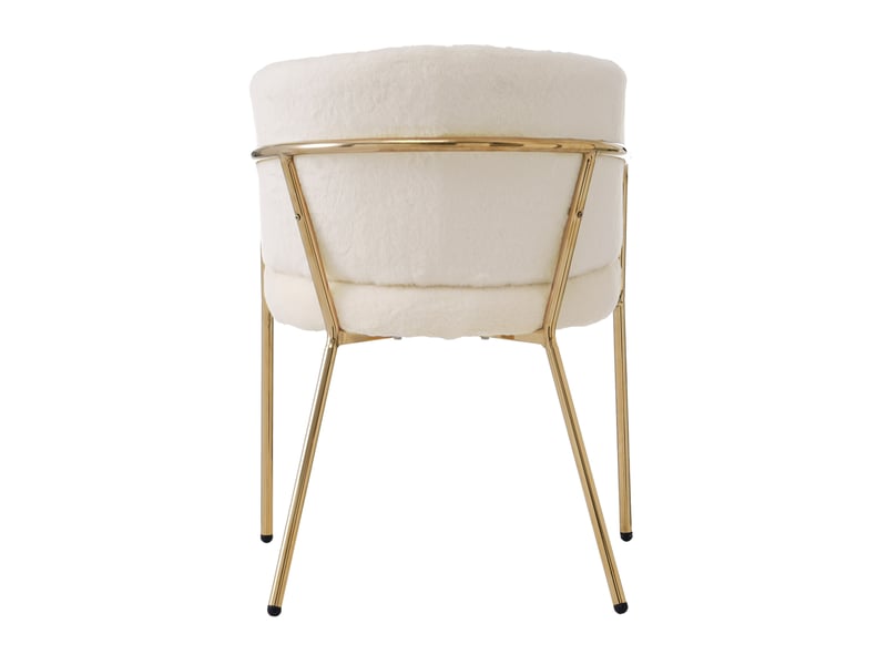  Fauteuil 57x77 cm à quatre pieds en métal fausse fourrure blanc  - Conforama D