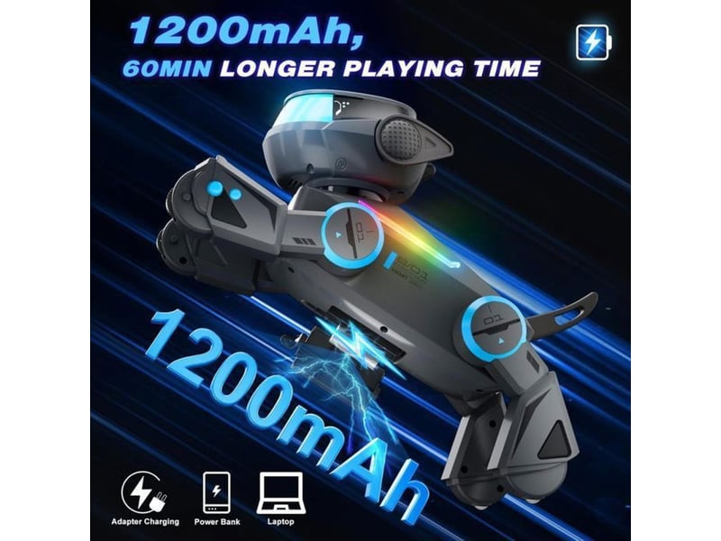  Chien robot programmable bluetooth avec leds rgb et télécommande 100 actions, gris 151498_AABBF23536_6_DROPFR - Conforama C