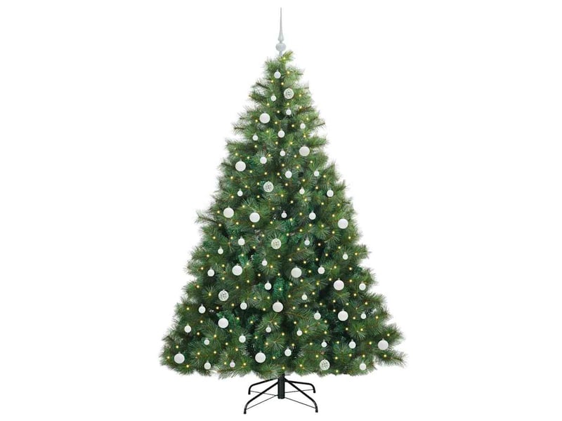 Sapin de noël artificiel, arbre de noël avec 300 led vert 210 cm pe et pvc shl4822 - Conforama C
