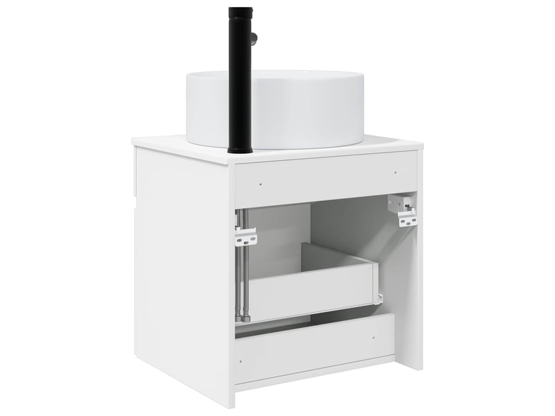  Meuble de lavabo mural, rangement salle de bain blanc brillant 49x44.5x65.5 cm  - Conforama D