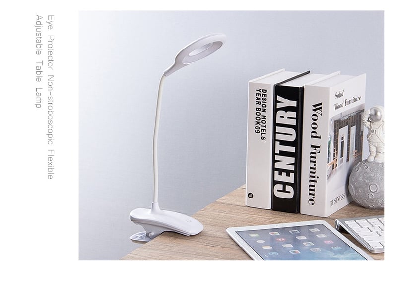  Lampe de lecture led à clip pour enfant – cou flexible, usb rechargeable, blanc  - Conforama E