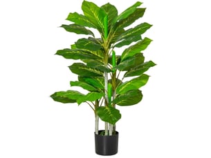 Plante artificielle décorative 95 cm – verte – 33 feuilles réalistes, pot lesté pour intérieur et extérieur