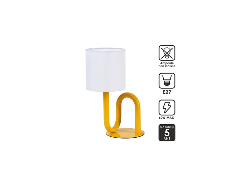 Lampe de table wama en métal jaune  - Conforama E