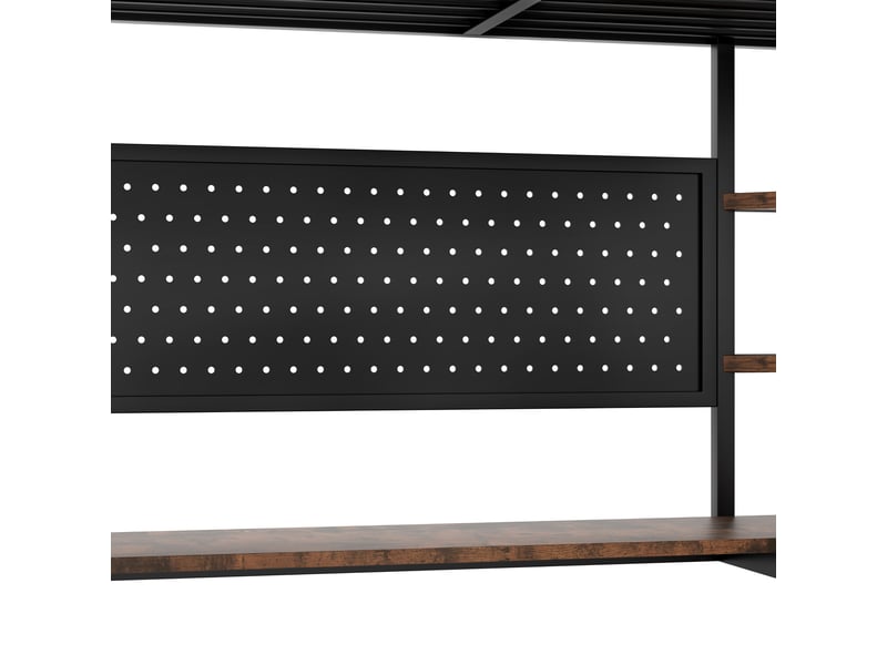  Lit mezzanine 140x200 cm avec bureau, rangements, led et prise usb type-c, métal et mdf, noir, sans matelas  - Conforama E