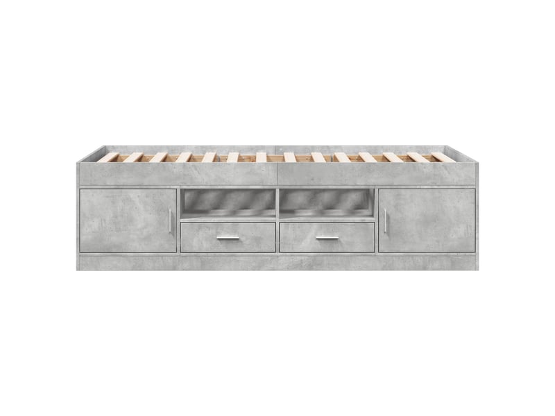  Lit simple- lit adulte -  cadre de lit avec rangement avec tiroir gris béton 80 x 200 cm  - Conforama D