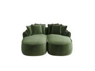 Canapé compressé modulable 2pl 184x164x67 cm, pour salon, bureau, chaise longue très profonde, coussins, chenille, vert