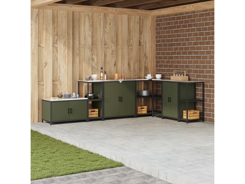  Étagère de cuisine, étagère de rangement hattem vert olive 40x50x92cm acier  - Conforama B