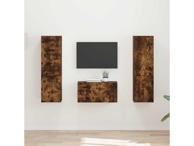  Ensemble meuble tv - banc tv - meuble de rangement 5 pcs chêne fumé bois d'ingénierie  - Conforama B