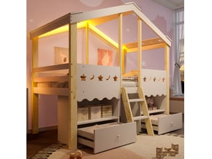 Lit cabane 90x200 cm <strong></strong>  <strong></strong> coloris bicolore