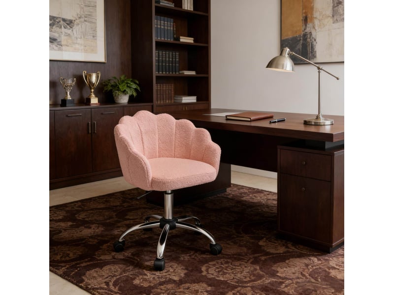  Chaise de bureau fleur 37,5x55x81,5 cm réglable tissu métal rose  - Conforama B