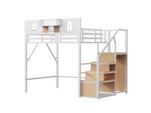 Lit mezzanine 140x200 cm <strong></strong>  <strong>Qualité haut de gamme</strong> coloris blanc