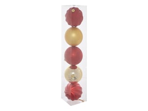 Kit de 5 boules de noël en plastique coloris assortis d. 150 mm