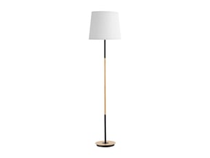 Fabrilamp alondra lampadaire textile noir, hêtre et blanc, 1 x e27, h 168 cm, ø 40 cm