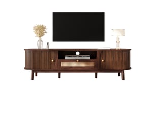 Meuble tv rotin et noyer avec portes coulissantes 165cm