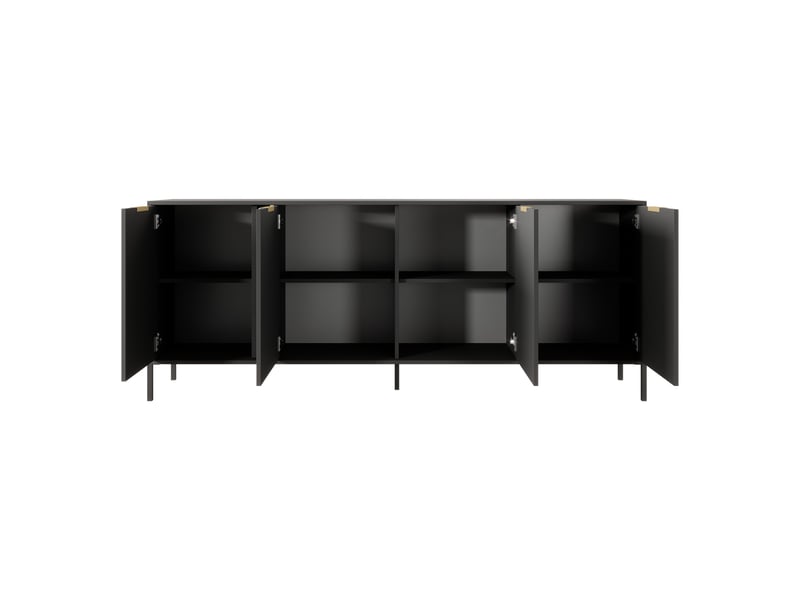  Buffet hamebati, meuble bas 4 étagères, 203x40x81h cm noir anthracite Hamebati - Conforama E