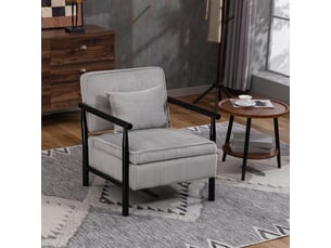 Fauteuil de salon moderne 83x66x73cm - coffre de rangement intégré, coussin lombaire amovible et structure en bois massif - velours côtelé - gris