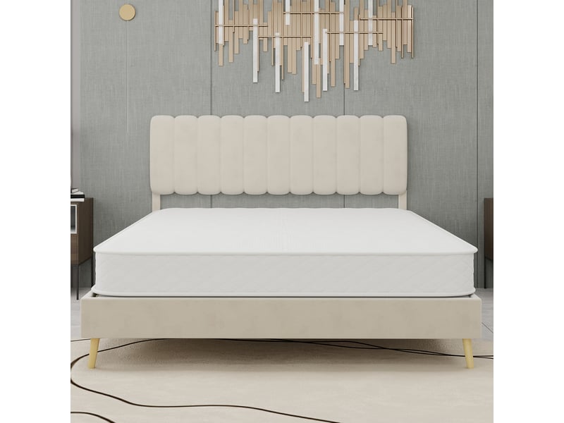  Matelas 140x200 cm avec ressorts ensachés et mousse à mémoire de forme, épaisseur 23 cm, blanc  - Conforama D