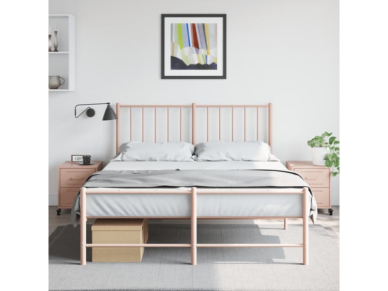  Vidaxl 2 tables de chevet rose acier 2 tiroirs table de nuit 36x39x43,5cm chambre coucher  - Conforama C