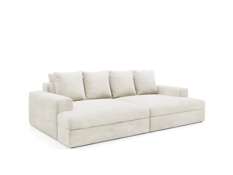  Canapé droit 4 places confort assise profonde en velours côtelé caldo beige  - Conforama C