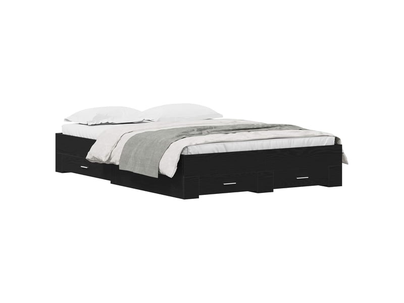  Lit double- lit adulte -  cadre de lit chêne noir 135 x 190 cm bois d'ingénierie  - Conforama A