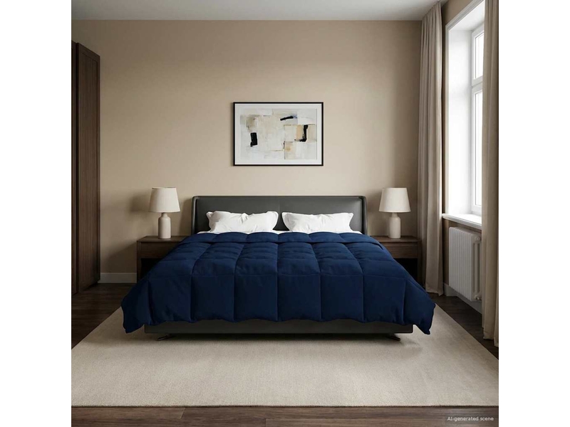  Duvet - couette complet toute l'année 220 x 240 cm 4 saisons bleu foncé  - Conforama D