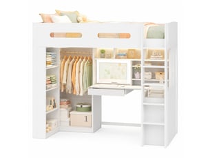 Lit mezzanine 90x200 cm <strong>OKMYHOME</strong>  <strong></strong> coloris blanc