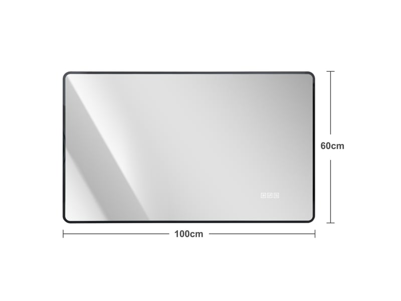  Miroir de salle de bains led 100x60 cm noir avec antibuée et variateur  - Conforama C