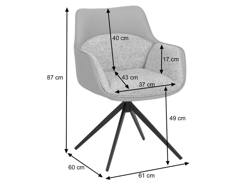  Lot de 6 chaises de salle à manger hwc-r23, chaises de cuisine pivotantes, en similicuir et tissu chenille (410 gm²) - beige  - Conforama C