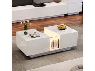 Table basse rectangulaire coloris blanc FLORAGRACE - 50 cmx100 cm